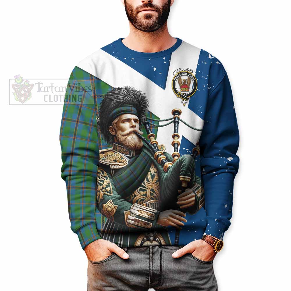 Tartan Vibes Clothing Snodgrass Tartan Sweatshirt with Family Crest Scottish Bagpiper Vibes