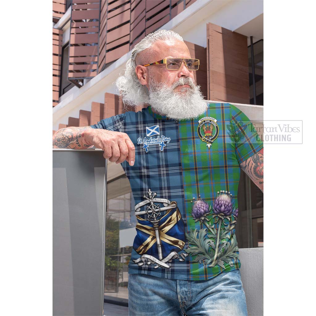 Tartan Vibes Clothing Snodgrass Tartan Cotton T-shirt Happy St. Andrew's Day Half Tartan Style