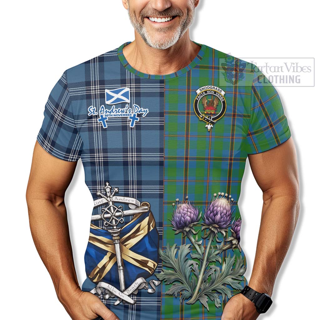 Tartan Vibes Clothing Snodgrass Tartan T-Shirt Happy St. Andrew's Day Half Tartan Style