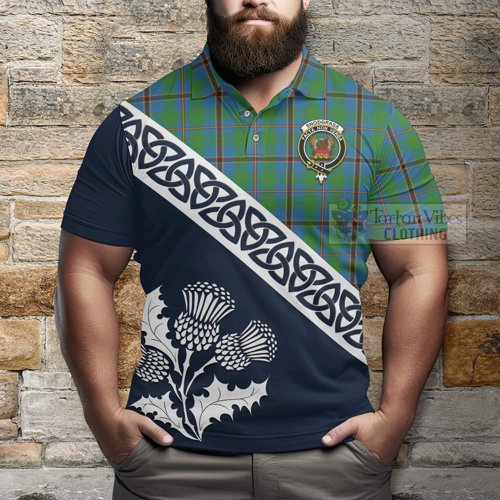 Snodgrass Tartan Polo Shirt Featuring Thistle and Scotland Map