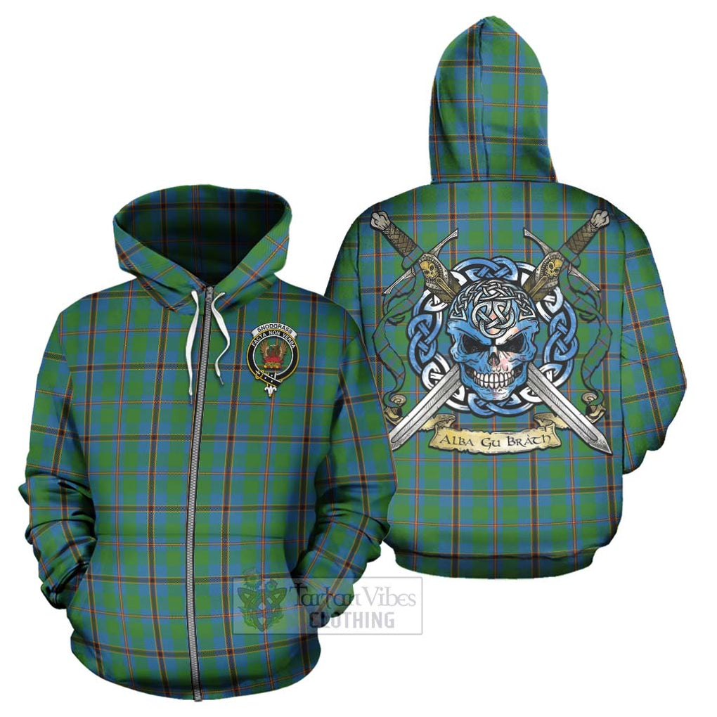 Tartan Vibes Clothing Snodgrass Tartan Hoodie with Family Crest Celtic Skull Style