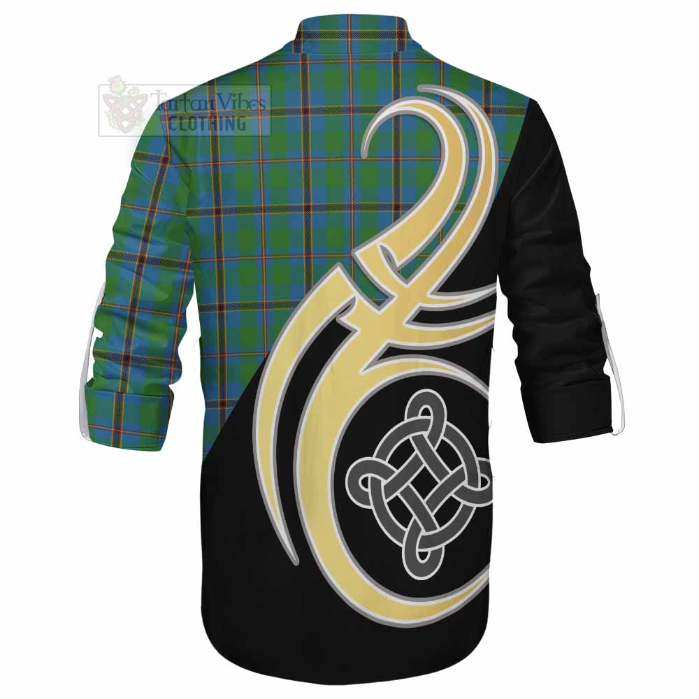 Tartan Vibes Clothing Snodgrass Tartan Ghillie Kilt Shirt with Family Crest and Celtic Symbol Style