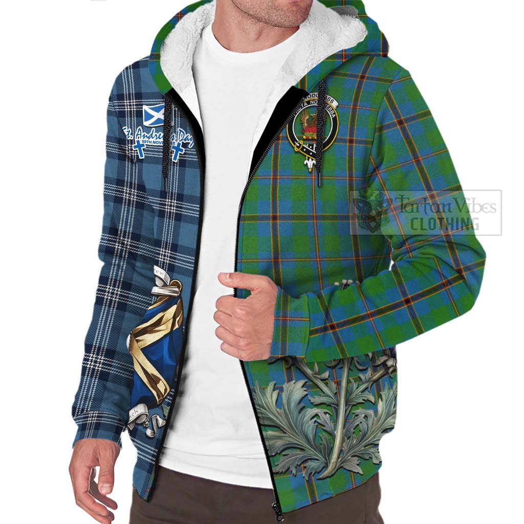 Tartan Vibes Clothing Snodgrass Tartan Sherpa Hoodie Happy St. Andrew's Day Half Tartan Style