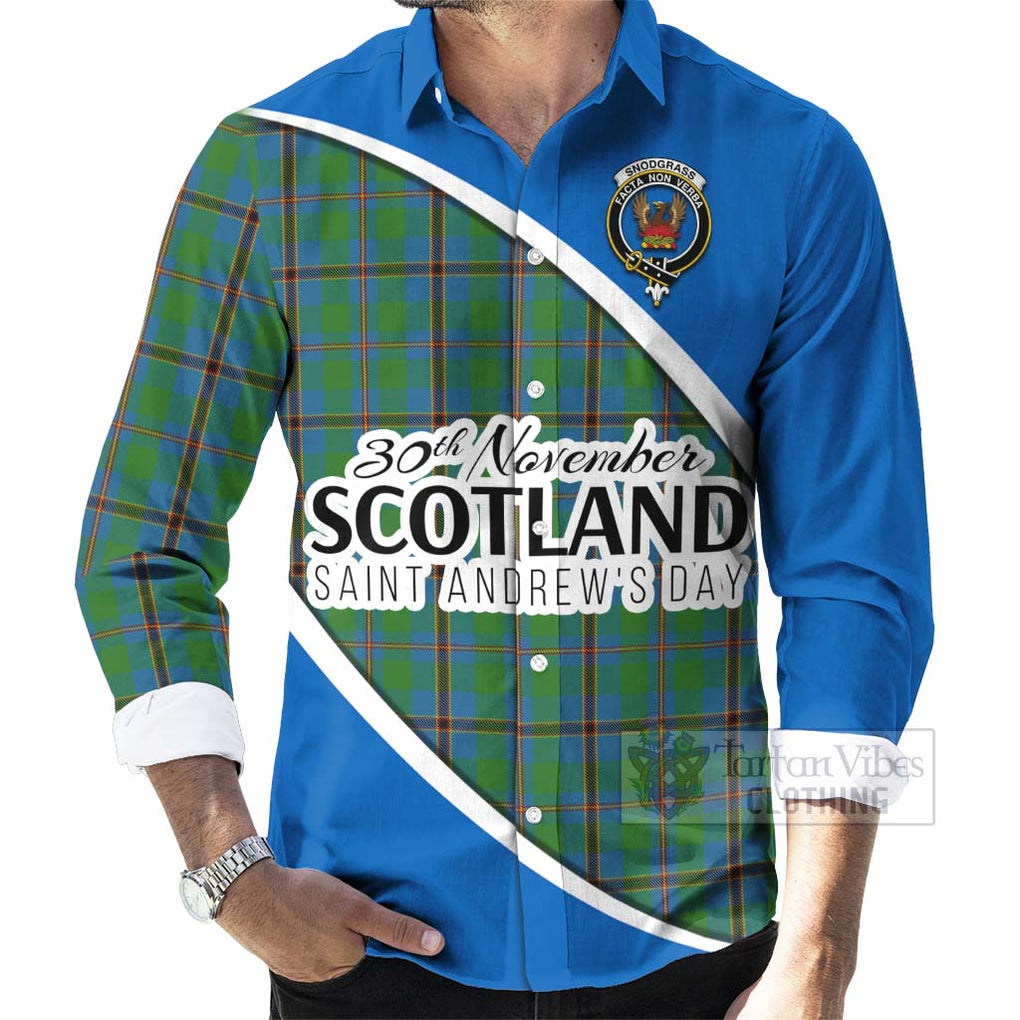 Tartan Vibes Clothing Snodgrass Family Crest Tartan Long Sleeve Button Shirt Celebrate Saint Andrew's Day in Style