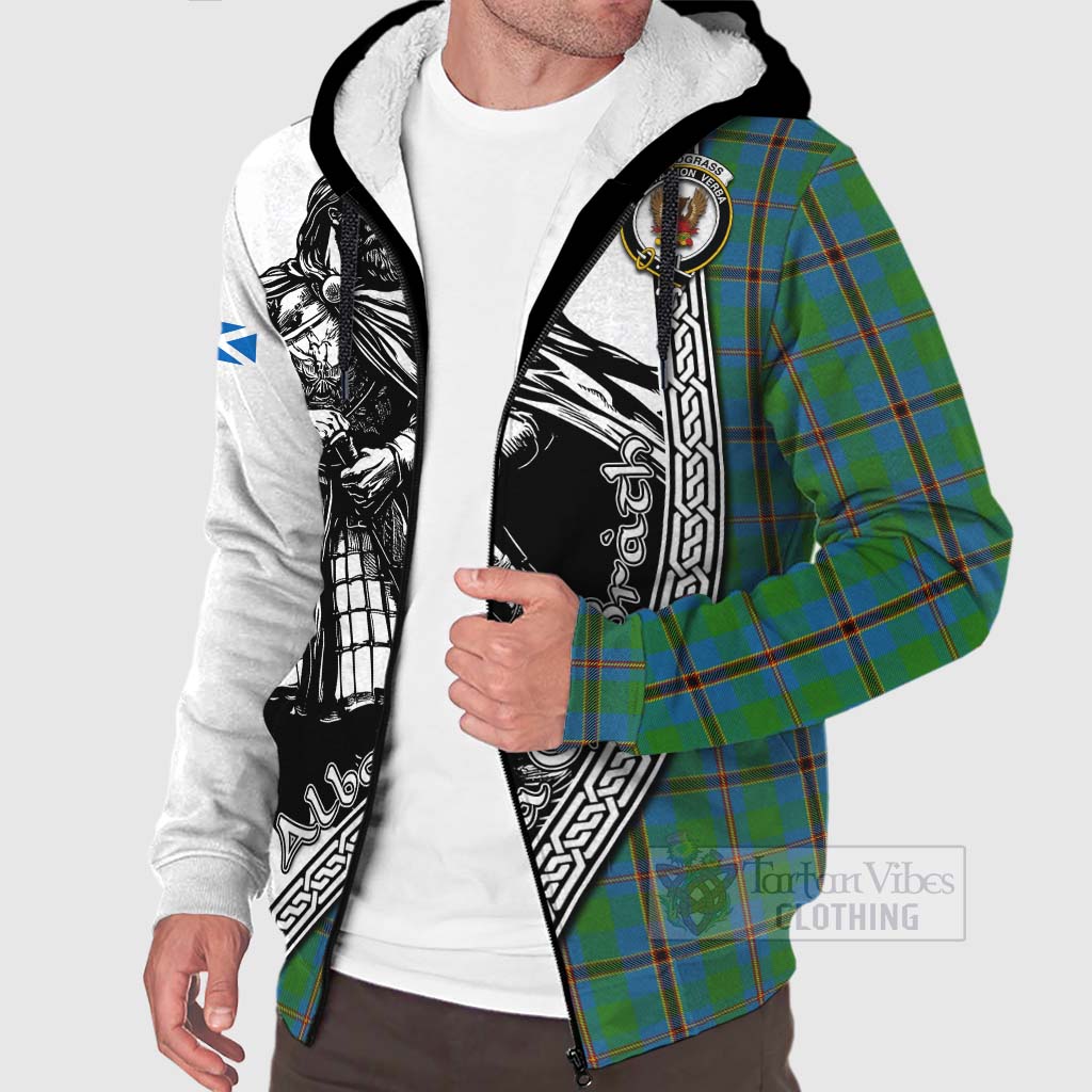 Tartan Vibes Clothing Snodgrass Tartan Clan Crest Sherpa Hoodie with Highlander Warrior Celtic Style