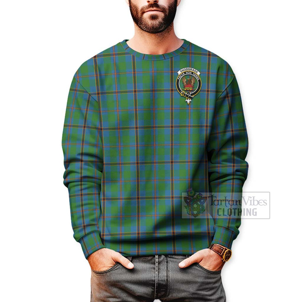 Tartan Vibes Clothing Snodgrass Tartan Sweatshirt with Family Crest and Bearded Skull Holding Bottles of Whiskey