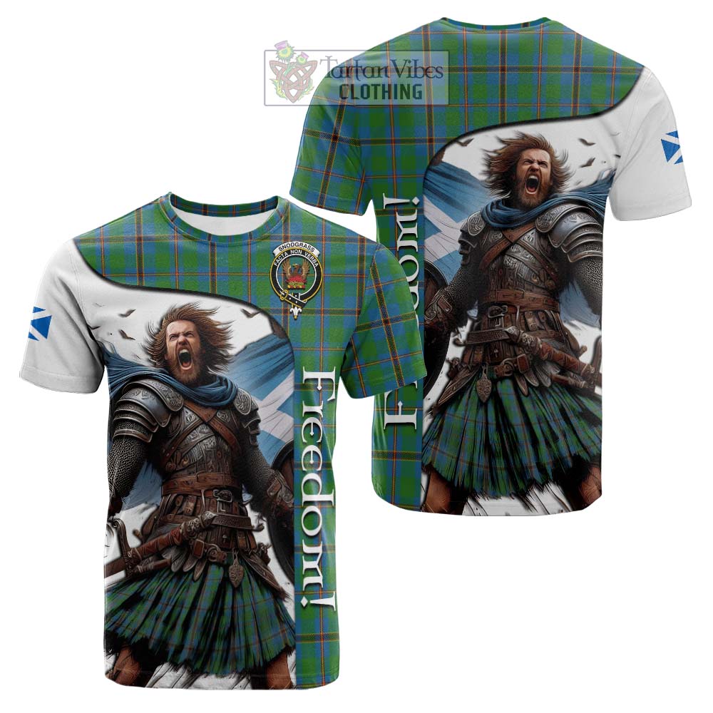 Tartan Vibes Clothing Snodgrass Crest Tartan Cotton T-shirt Inspired by the Freedom of Scottish Warrior