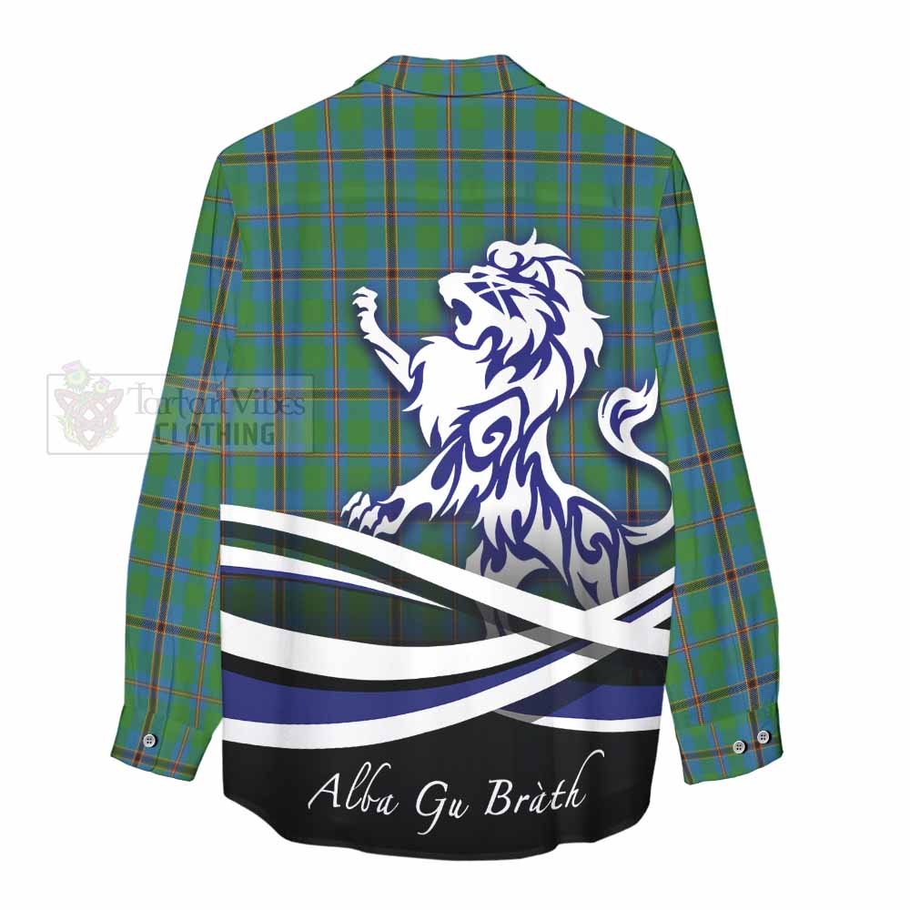 Tartan Vibes Clothing Snodgrass Tartan Women's Casual Shirt with Alba Gu Brath Regal Lion Emblem