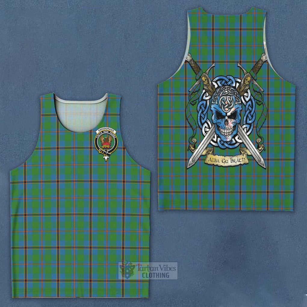 Tartan Vibes Clothing Snodgrass Tartan Men's Tank Top with Family Crest Celtic Skull Style