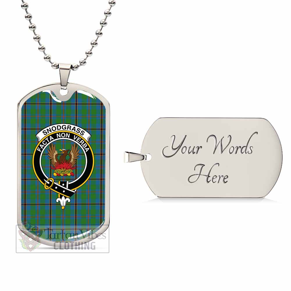 Tartan Vibes Clothing Snodgrass Tartan Dog Tag Necklace with Family Crest