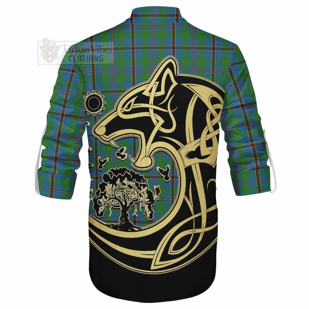 Tartan Vibes Clothing Snodgrass Tartan Ghillie Kilt Shirt with Family Crest Celtic Wolf Style