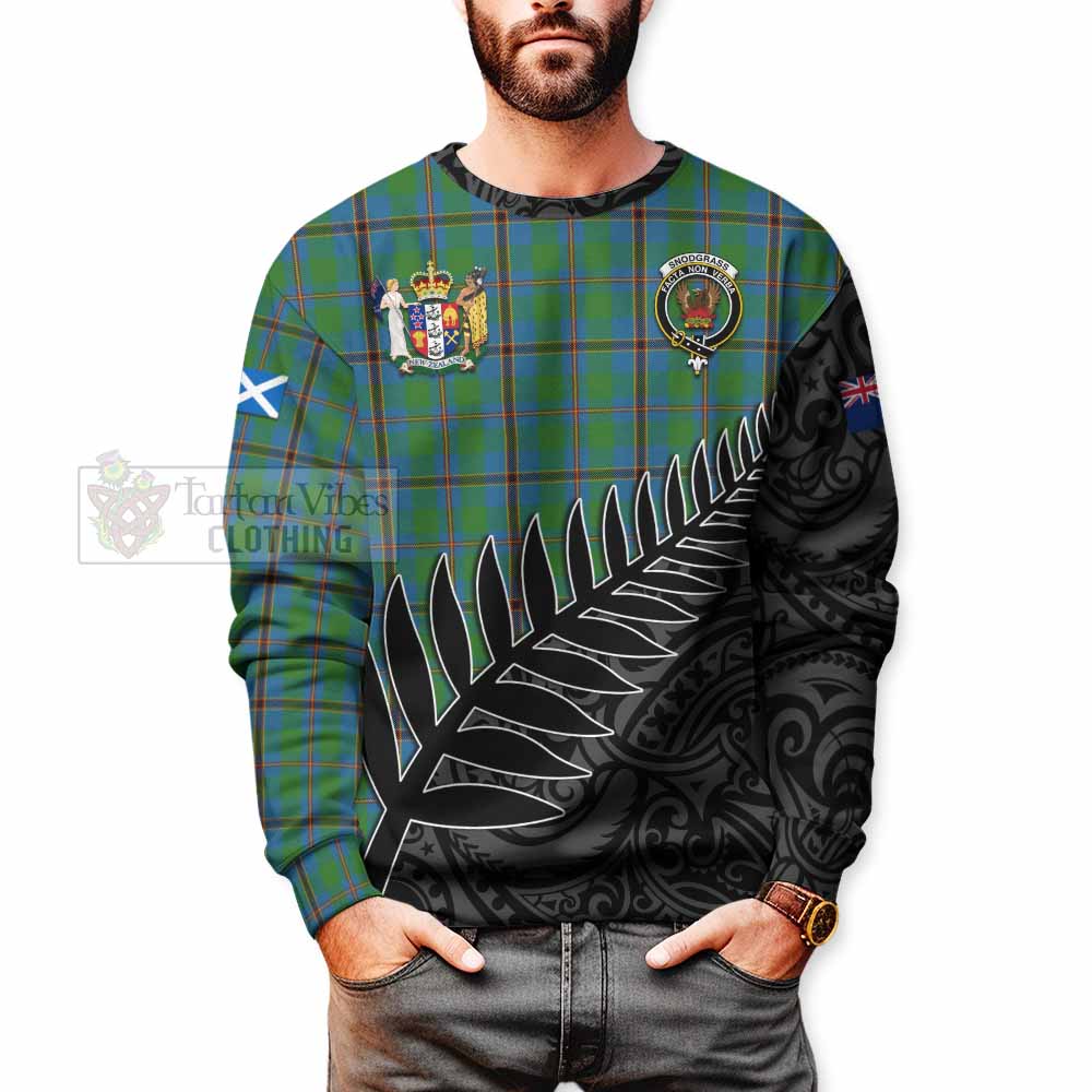 Tartan Vibes Clothing Snodgrass Crest Tartan Sweatshirt with New Zealand Silver Fern Half Style