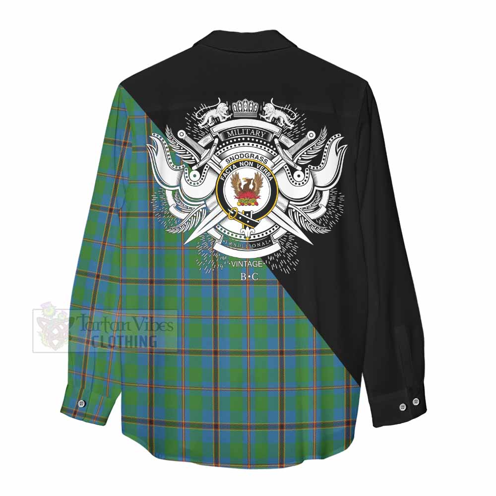 Tartan Vibes Clothing Snodgrass Tartan Women's Casual Shirt with Family Crest and Military Logo Style