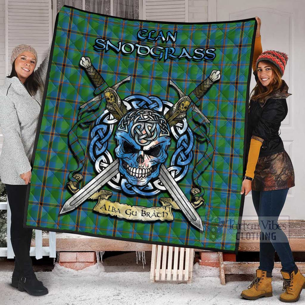 Tartan Vibes Clothing Snodgrass Tartan Quilt with Celtic Skull Alba Gu Brath Style