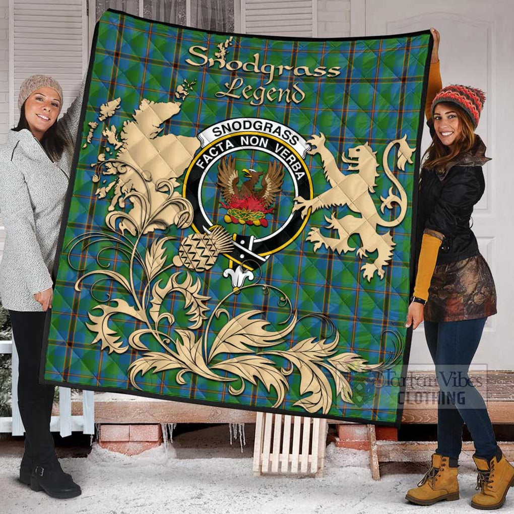 Tartan Vibes Clothing Snodgrass Tartan Quilt with Family Crest and Scottish Symbol Style