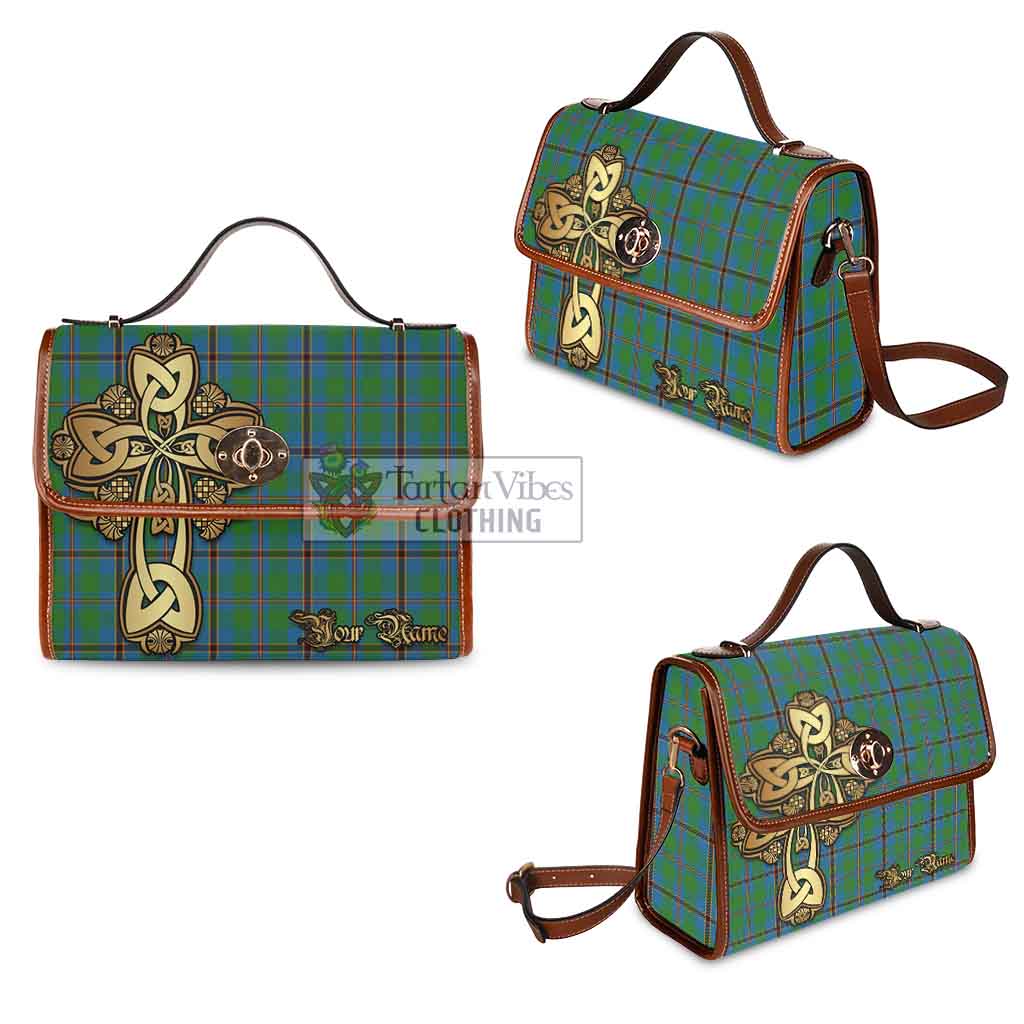 Tartan Vibes Clothing Snodgrass Tartan Waterproof Canvas Bag Golden Thistle Celtic Cross Style