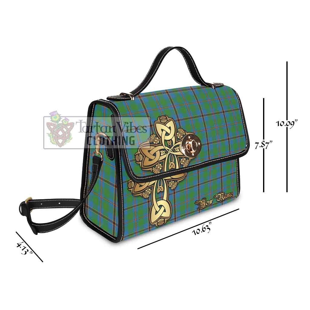 Tartan Vibes Clothing Snodgrass Tartan Waterproof Canvas Bag Golden Thistle Celtic Cross Style