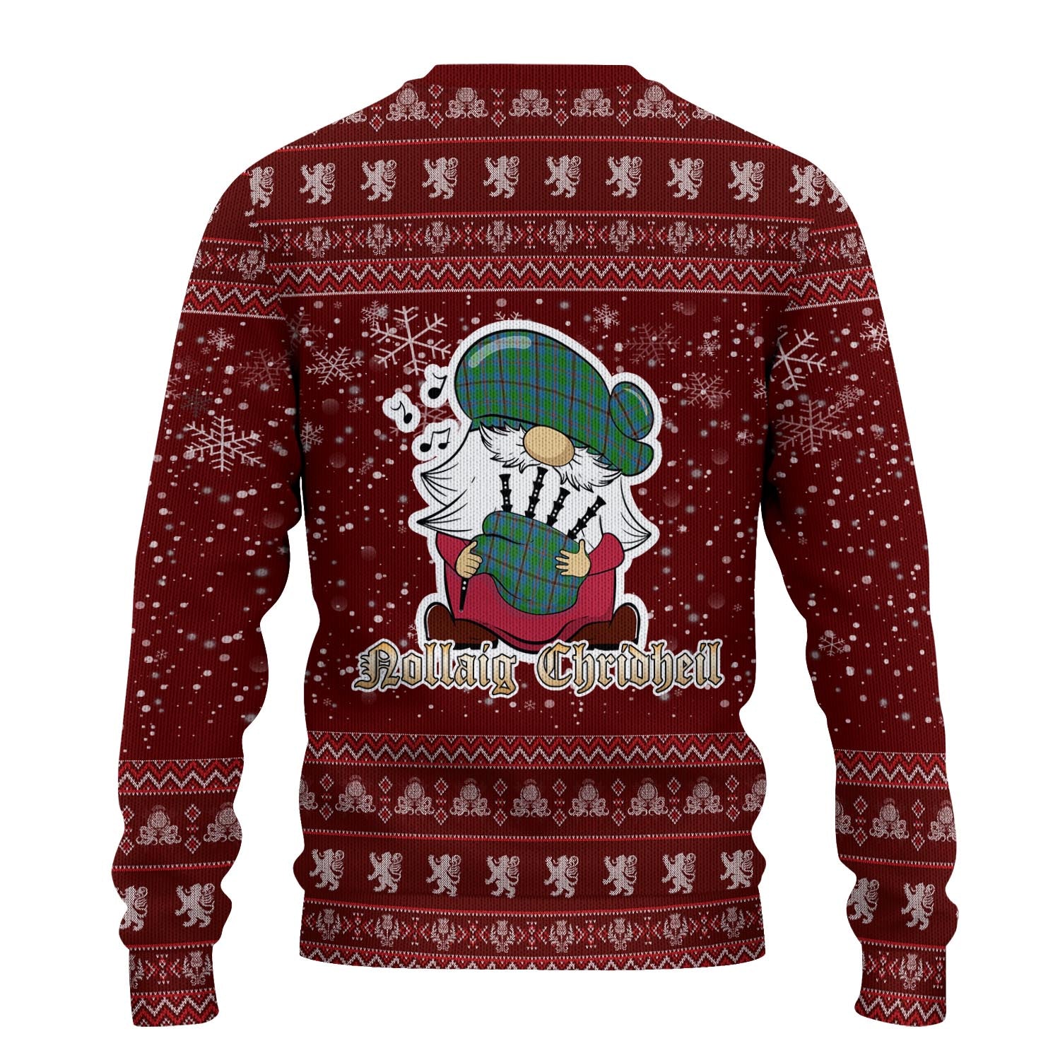 Snodgrass Clan Christmas Family Knitted Sweater with Funny Gnome Playing Bagpipes - Tartanvibesclothing