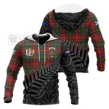 Somerville Crest Tartan Knitted Hoodie with New Zealand Silver Fern Half Style