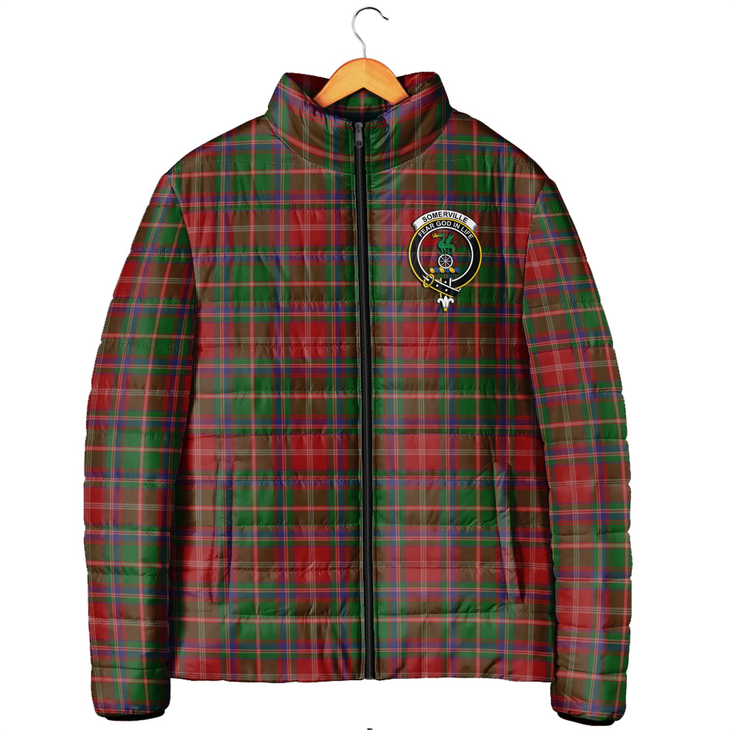 Somerville Tartan Padded Jacket with Family Crest Men's Padded Jacket - Tartan Vibes Clothing