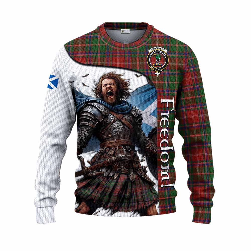 Tartan Vibes Clothing Somerville Crest Tartan Knitted Sweater Inspired by the Freedom of Scottish Warrior