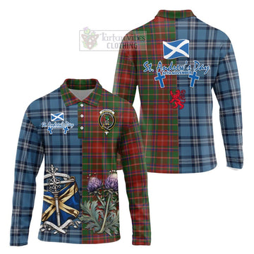 Somerville Tartan Long Sleeve Polo Shirt Happy St. Andrew's Day Half Tartan Style