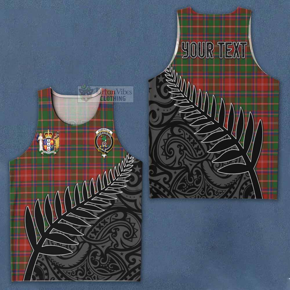 Tartan Vibes Clothing Somerville Crest Tartan Men's Tank Top with New Zealand Silver Fern Half Style