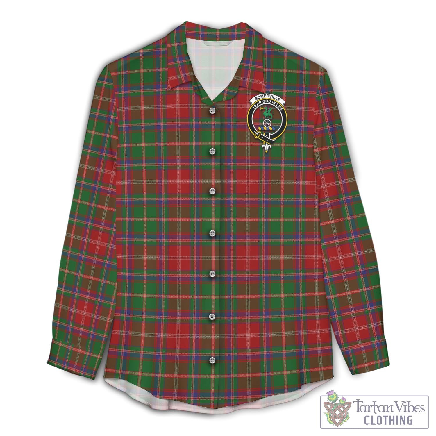 Tartan Vibes Clothing Somerville Tartan Womens Casual Shirt with Family Crest