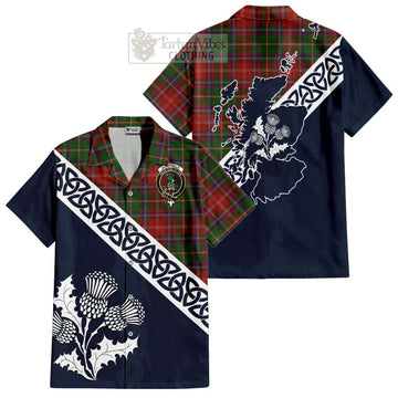 Somerville Tartan Short Sleeve Button Shirt Featuring Thistle and Scotland Map