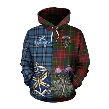 Somerville Tartan Cotton Hoodie Happy St. Andrew's Day Half Tartan Style