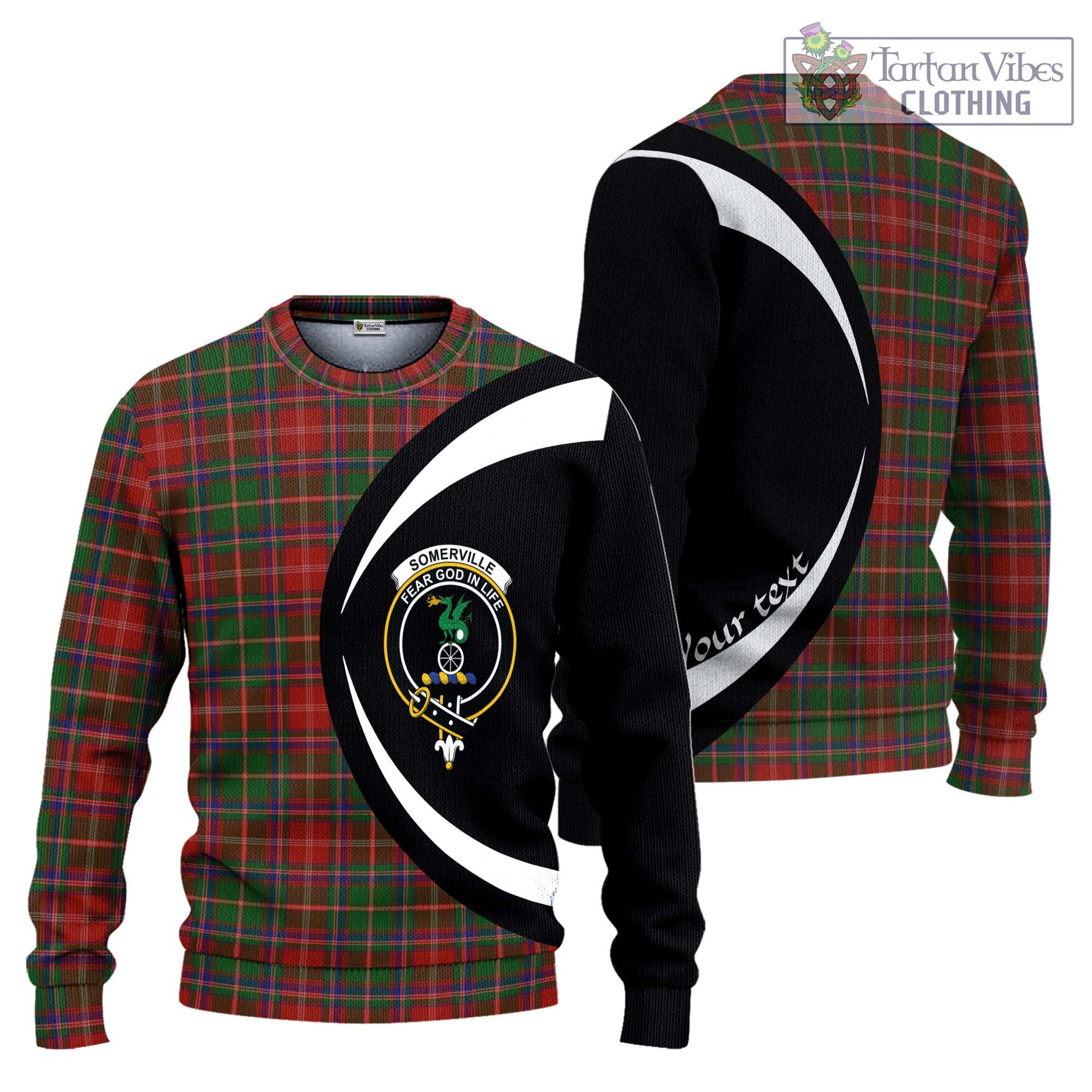 Somerville Tartan Knitted Sweater with Family Crest Circle Style Unisex - Tartan Vibes Clothing