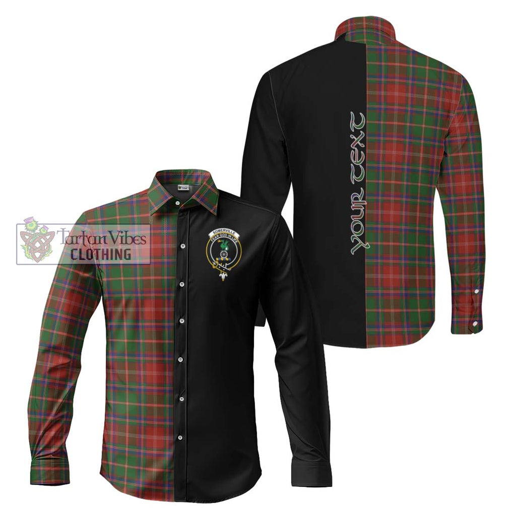 Somerville Tartan Long Sleeve Button Shirt with Family Crest and Half Of Me Style Men's Shirt S - Tartanvibesclothing Shop