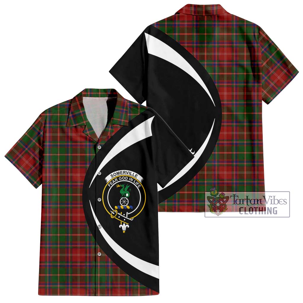 Somerville Tartan Short Sleeve Button Up with Family Crest Circle Style Kid - Tartan Vibes Clothing