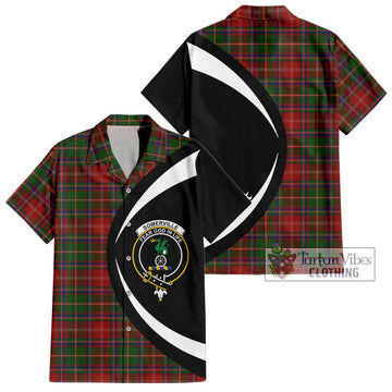 Somerville Tartan Short Sleeve Button Up with Family Crest Circle Style