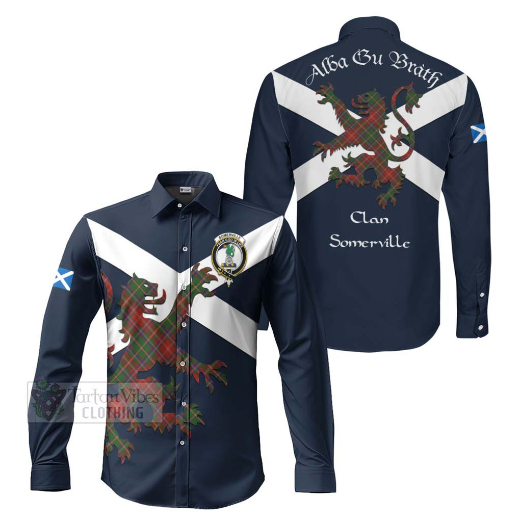 Tartan Vibes Clothing Somerville Tartan Lion Rampant Long Sleeve Button Shirt – Proudly Display Your Heritage with Alba Gu Brath and Clan Name