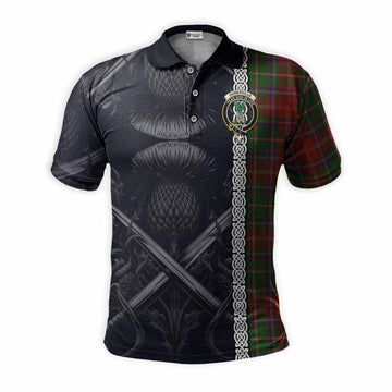 Somerville Tartan Polo Shirt with Family Crest Cross Sword Thistle Celtic Vibes