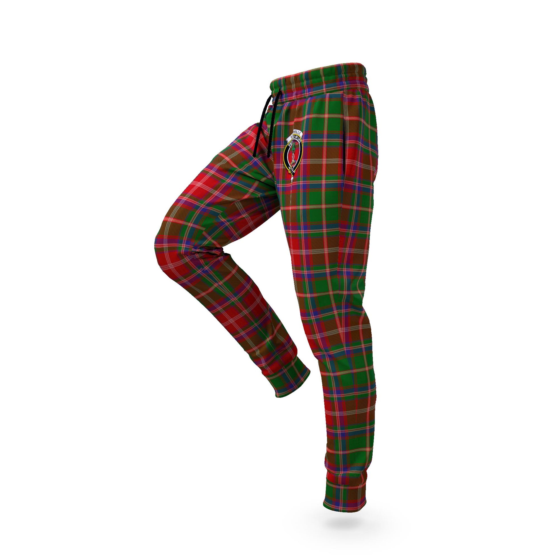 Somerville Tartan Joggers Pants with Family Crest S - Tartan Vibes Clothing