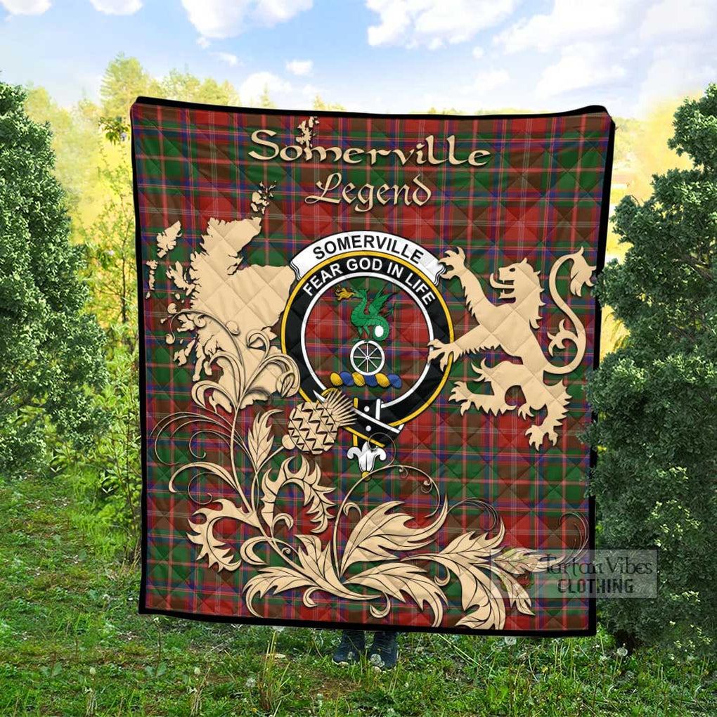 Tartan Vibes Clothing Somerville Tartan Quilt with Family Crest and Scottish Symbol Style