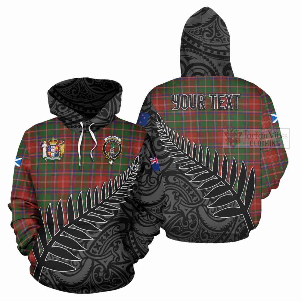 Tartan Vibes Clothing Somerville Crest Tartan Hoodie with New Zealand Silver Fern Half Style