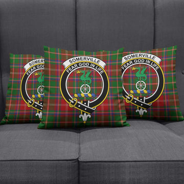 Somerville Tartan Pillow Cover with Family Crest