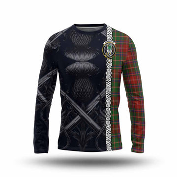 Somerville Tartan Long Sleeve T-Shirt with Family Crest Cross Sword Thistle Celtic Vibes