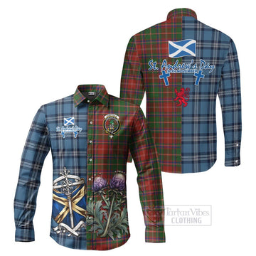 Somerville Tartan Long Sleeve Button Shirt Happy St. Andrew's Day Half Tartan Style