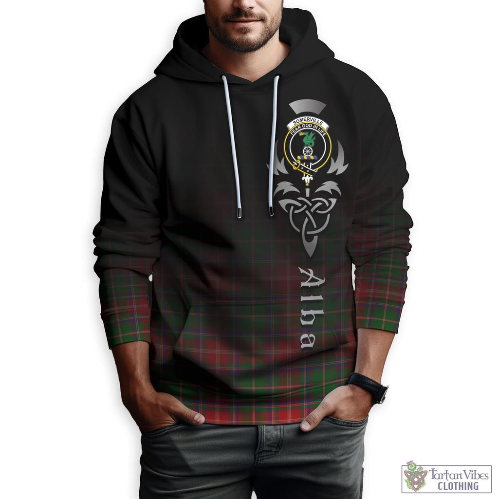 Tartan Vibes Clothing Somerville Tartan Hoodie Featuring Alba Gu Brath Family Crest Celtic Inspired