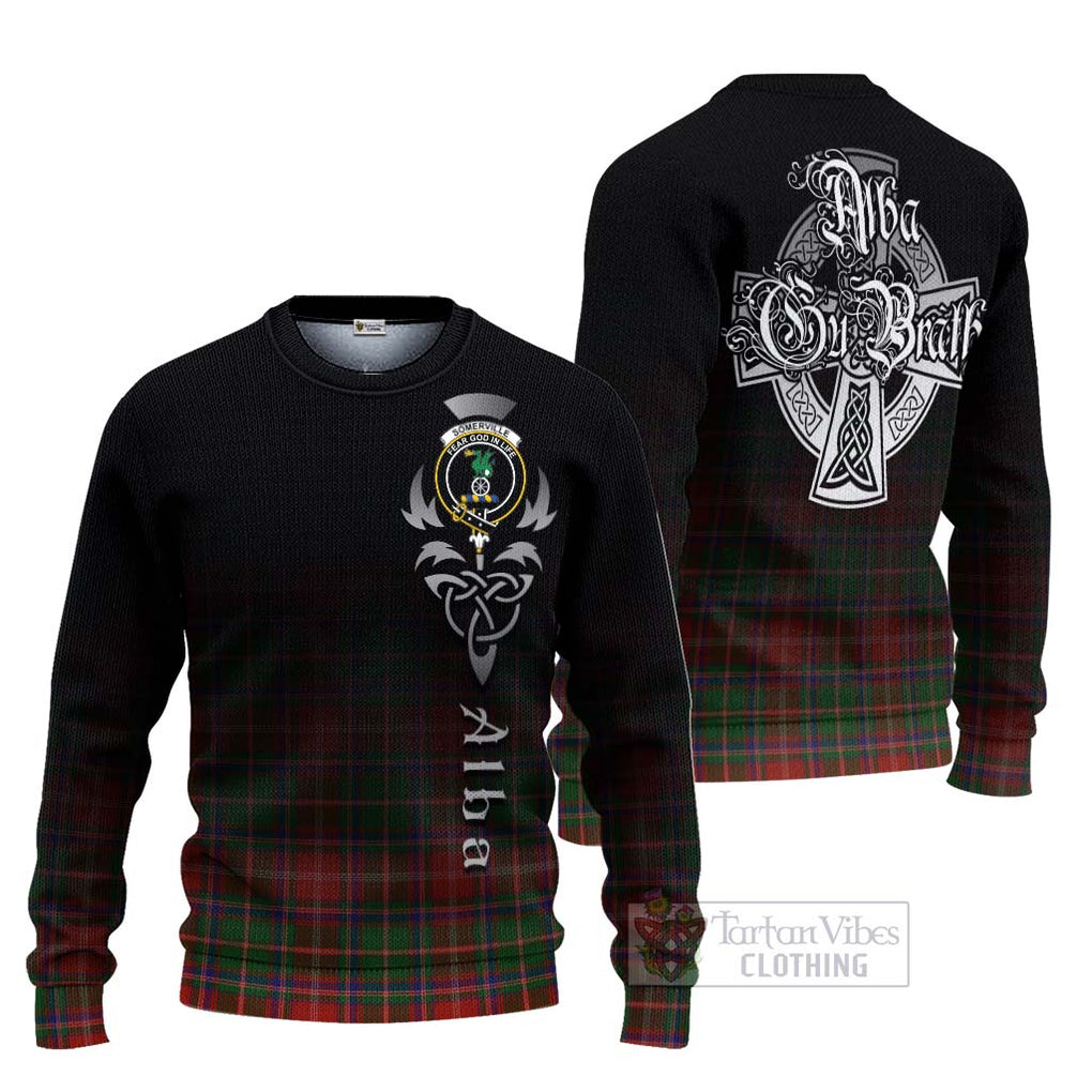 Somerville Tartan Ugly Sweater Featuring Alba Gu Brath Family Crest Celtic Inspired Unisex - Tartan Vibes Clothing