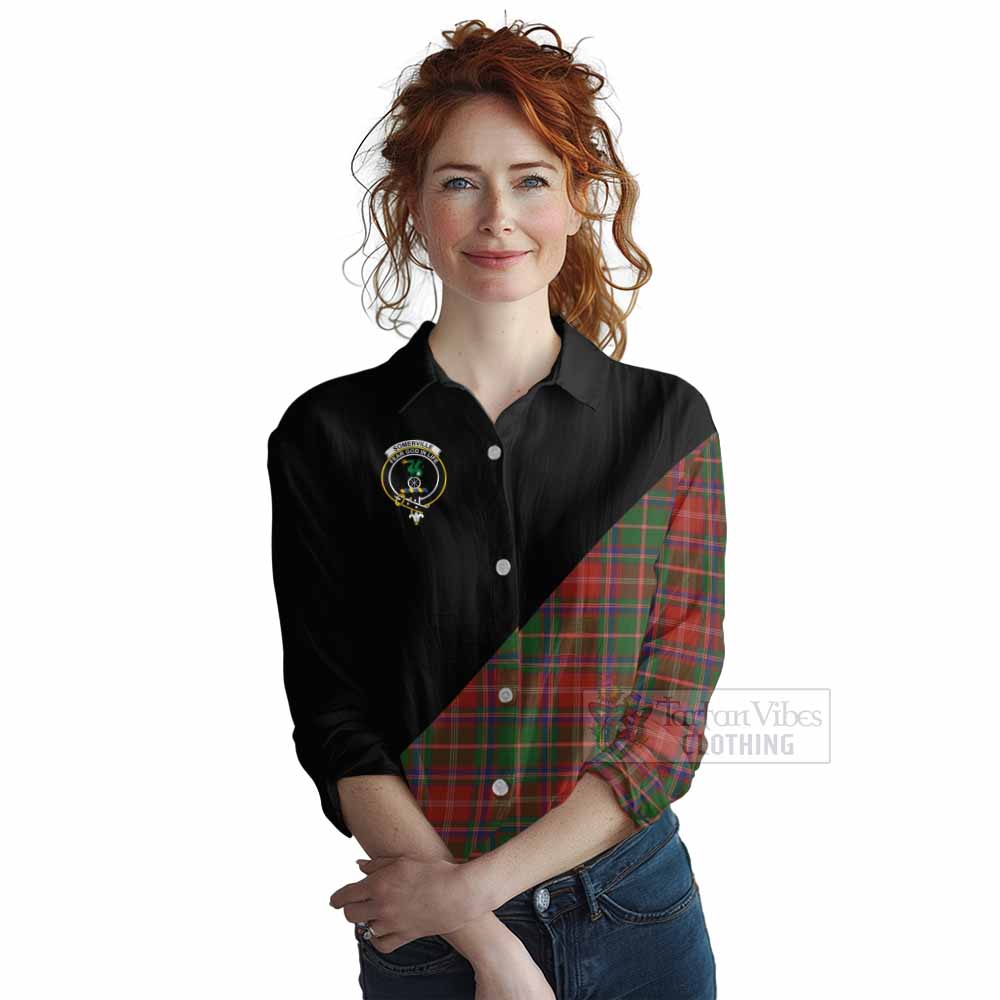 Tartan Vibes Clothing Somerville Tartan Women's Casual Shirt with Family Crest and Military Logo Style