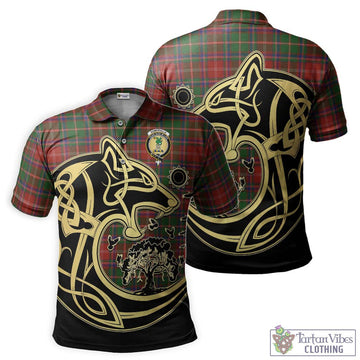 Somerville Tartan Polo Shirt with Family Crest Celtic Wolf Style