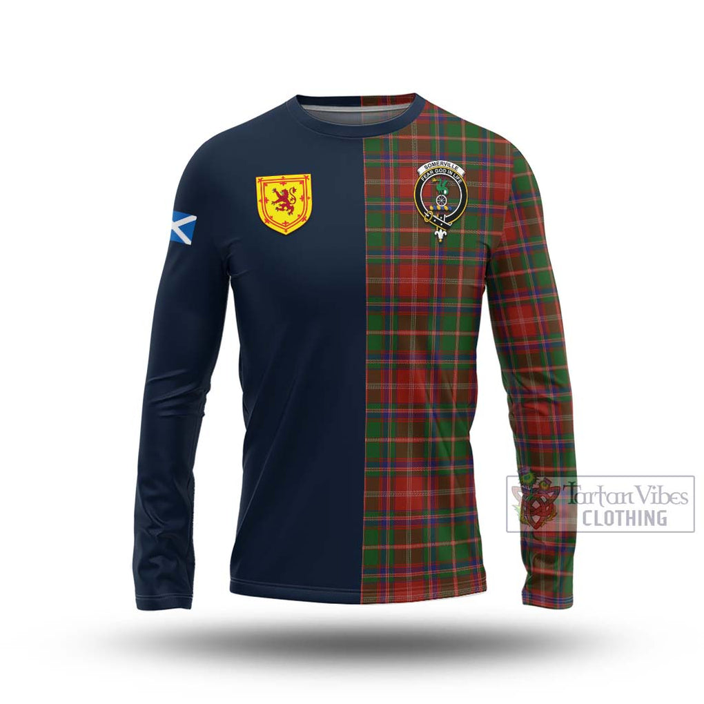 Tartan Vibes Clothing Somerville Tartan Long Sleeve T-Shirt with Scottish Lion Royal Arm Half Style