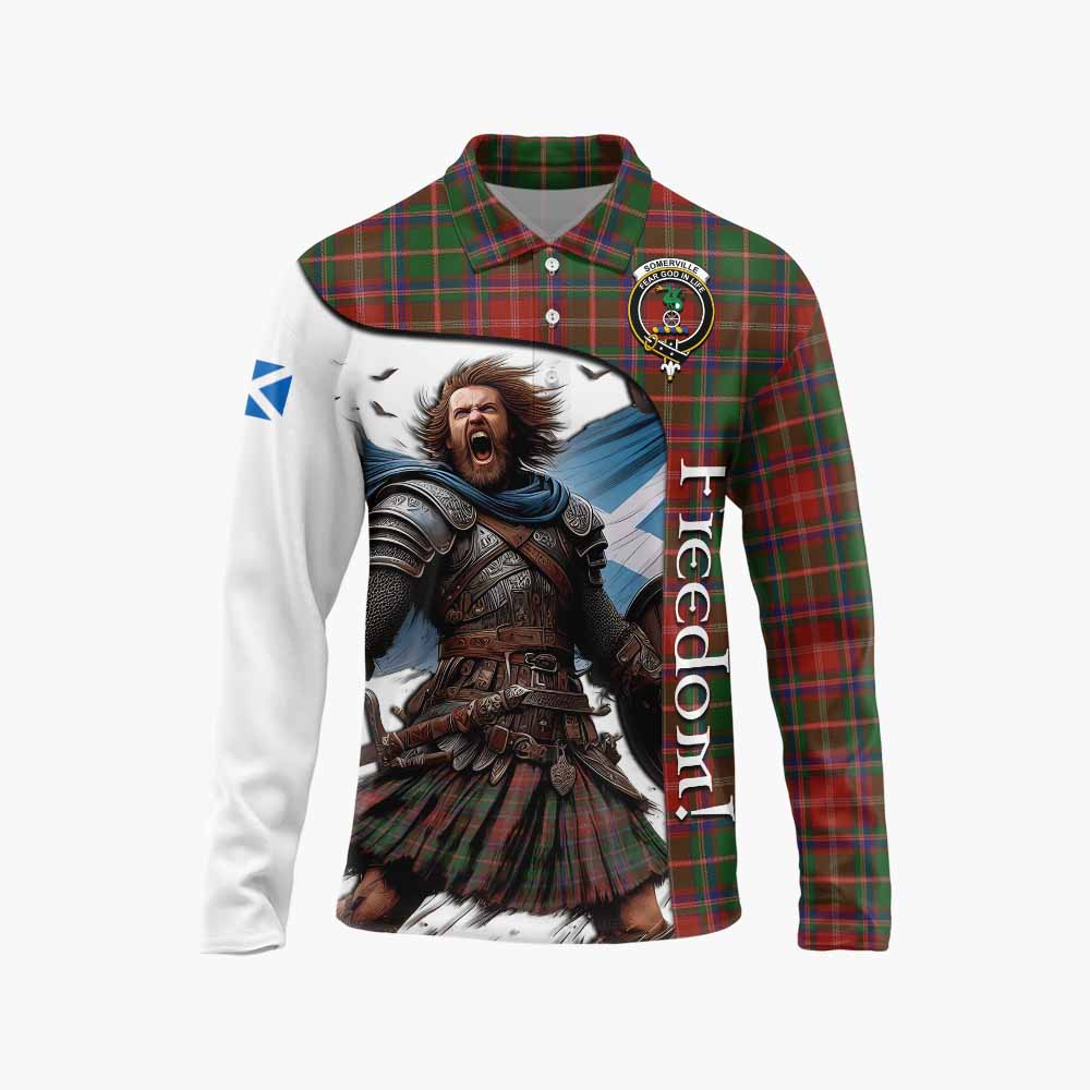 Tartan Vibes Clothing Somerville Crest Tartan Long Sleeve Polo Shirt Inspired by the Freedom of Scottish Warrior