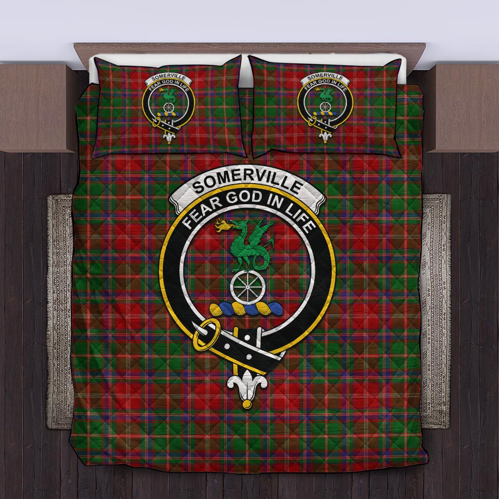 Somerville Tartan Quilt Bed Set with Family Crest Twin - Tartan Vibes Clothing