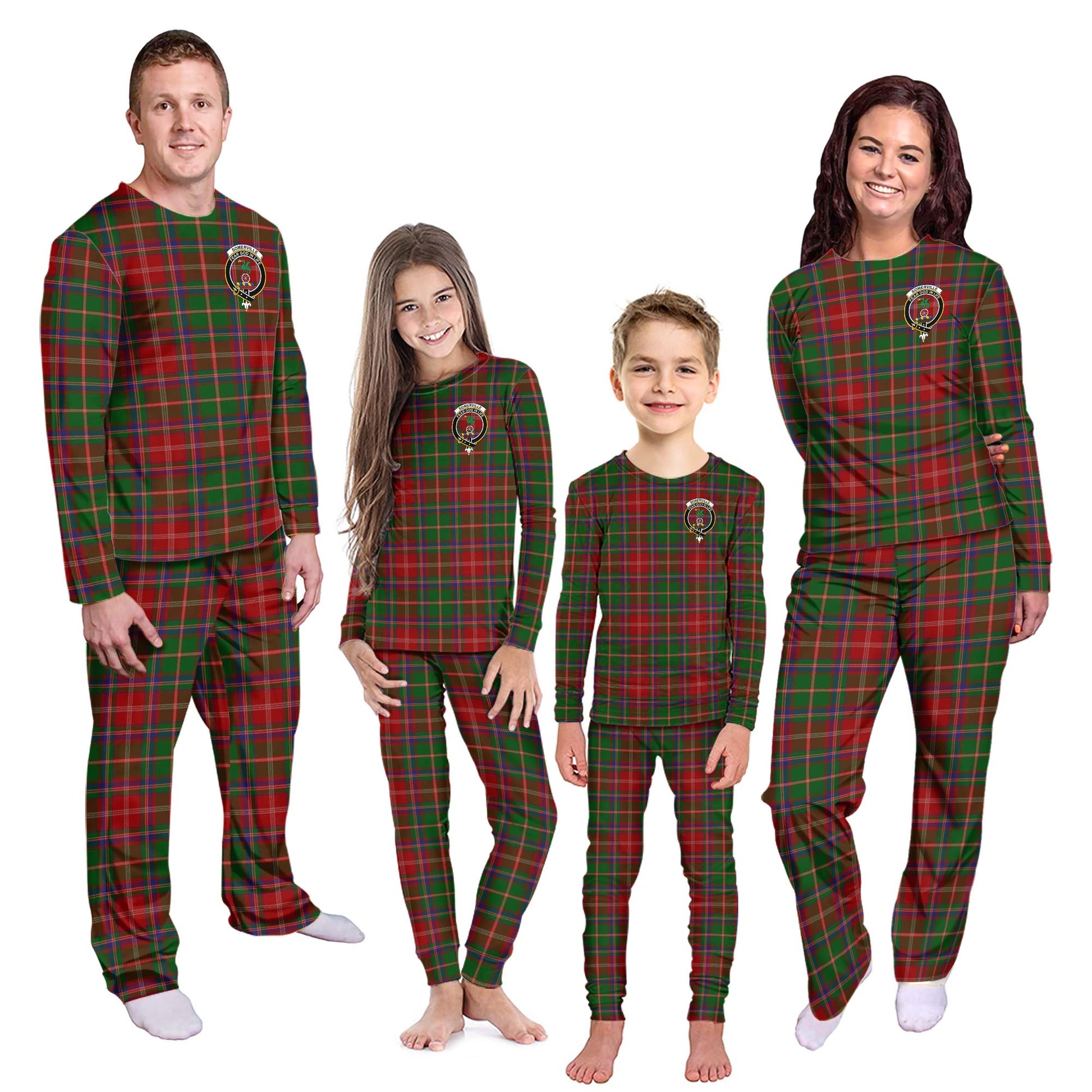 Somerville Tartan Pajamas Family Set with Family Crest - Tartanvibesclothing